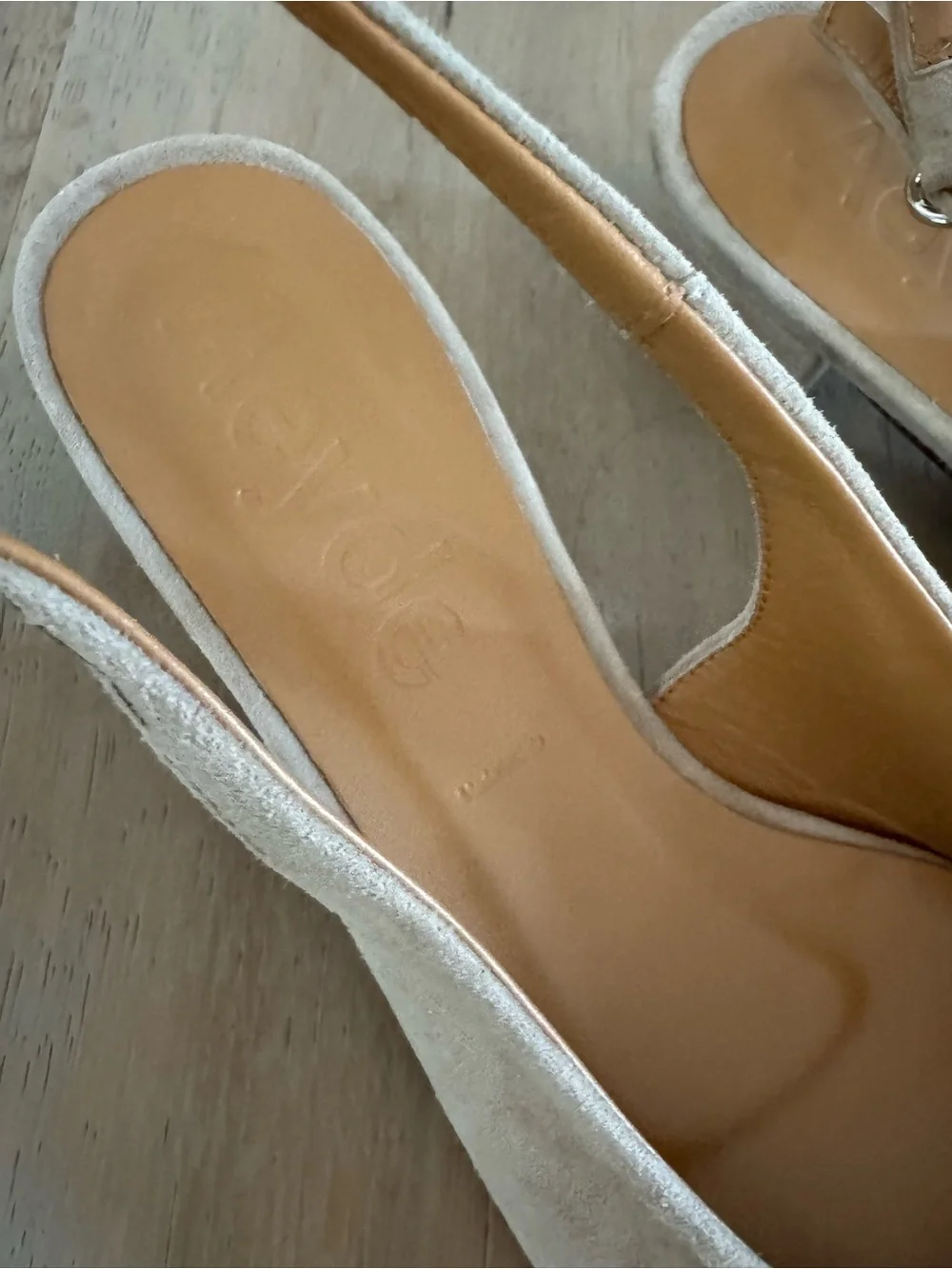 Aeyde Beige Suede Slingback Heels